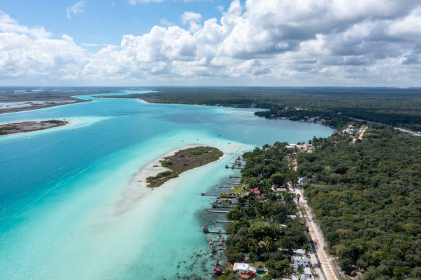 istock Drone view of beautiful lagoon in Bacalar Mexico 1430749177