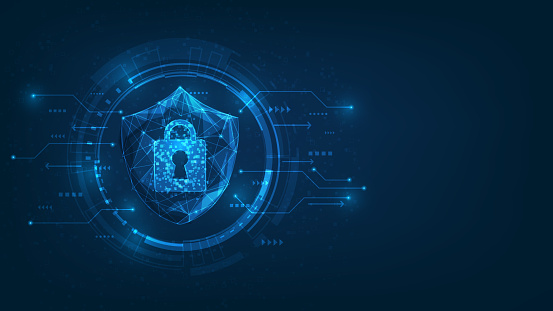 Protection Security Technology Digital On Blue Dark Background Cyber ...