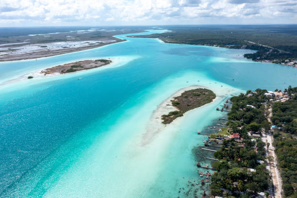 istock Drone view of beautiful lagoon in Bacalar Mexico 1430750081