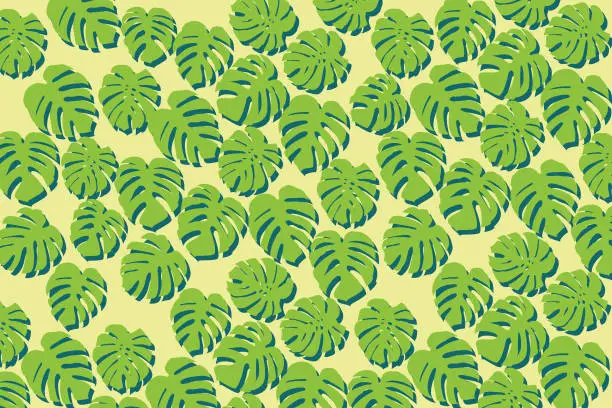 Vector illustration of leaves Green background