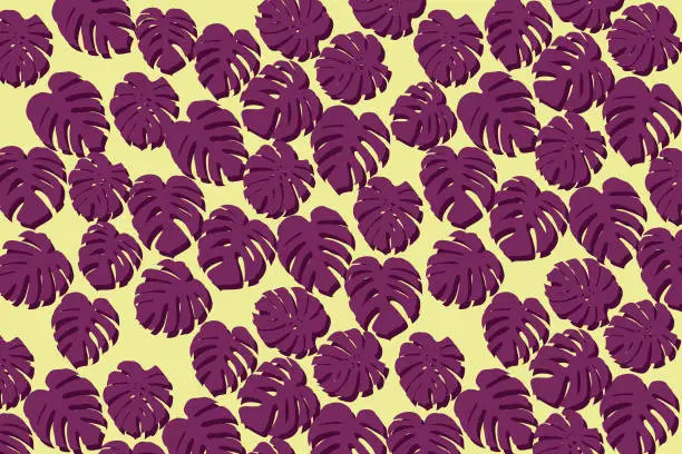 Vector illustration of leaves purple background