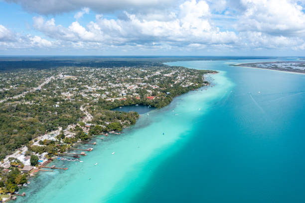 istock Drone view of beautiful lagoon in Bacalar Mexico 1430750772