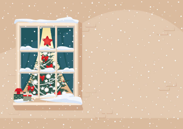 메리 크리스마스 배경기술 - christmas gate wreath house stock illustrations