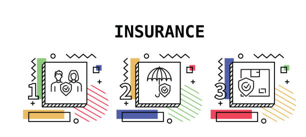 istock Insurance , Thin Line Icons in Vector Style. Icons, infographics, mobile and web etc. Color view, ready template. 1430755096