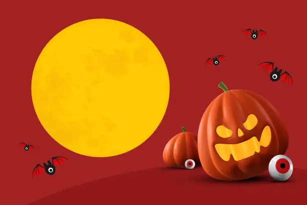 happy halloween day banner background for greeting card, banner, poster, blog, article, social media, marketing. 3D illustration