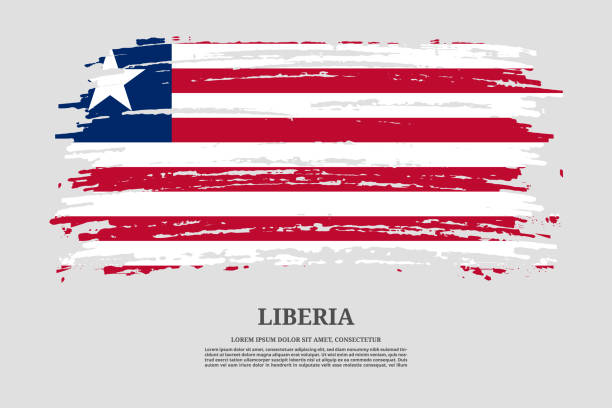 Liberia flag with brush stroke effect and information text poster, vector Liberia flag with brush stroke effect and information text poster, vector background monrovia liberia stock illustrations