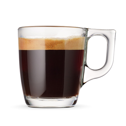 istock Glass cup of espresso coffee isolated on white. 1430760394