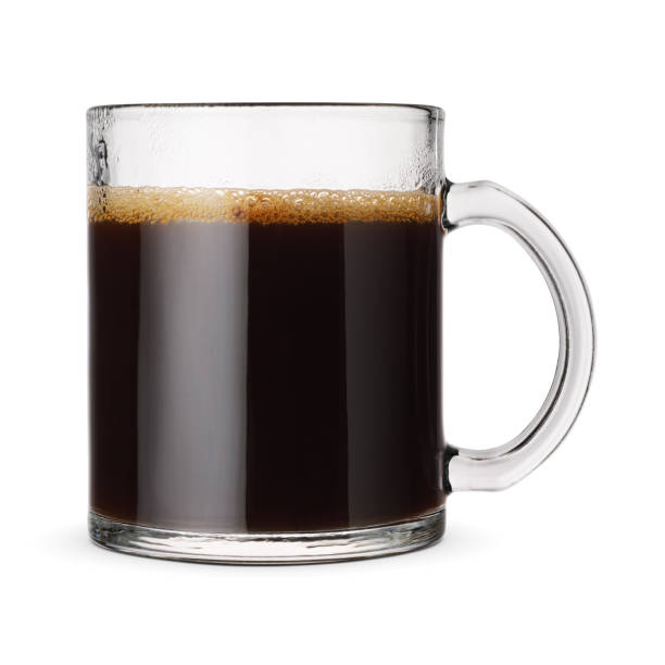 Americano coffee cup isolated on a white background. Coffee americano in a transparent glass cup isolated on a white background. black coffee stock pictures, royalty-free photos & images