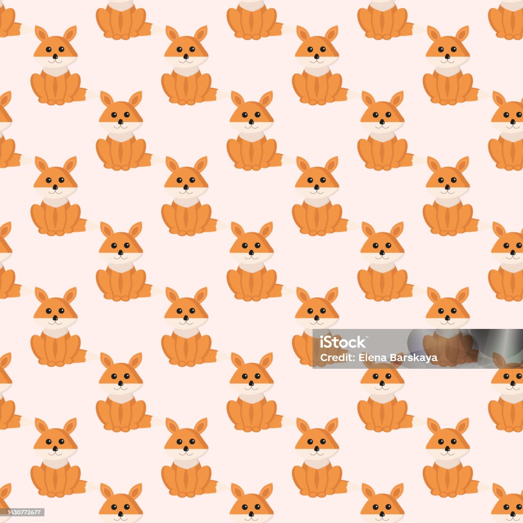 Fox Cub Pattern On Pink Background Stock Illustration - Download Image ...