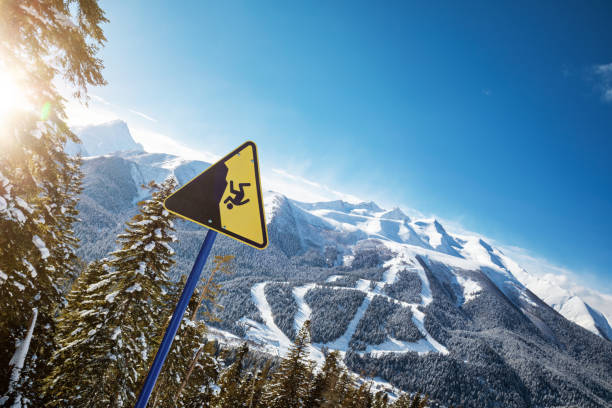 istock Yellow danger sign in mountains 1430773298
