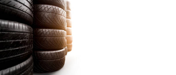 istock A pile of automobile tyre with a right copy space on white background 1430773340