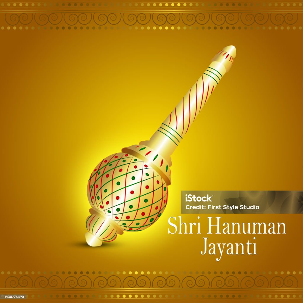Shri Hanuman Jayanti Background With Lord Hanuman Weapon Stock ...