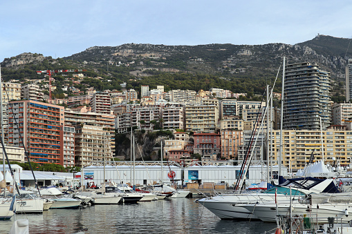 Monaco, Monaco - 02.10.2022: Morning in the port of Monaco, the last day of the Monaco Yacht Show