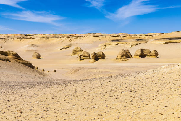 istock Eroded rocks along the interpretive trail at Wadi el-Hitan paleontological site. 1430781202