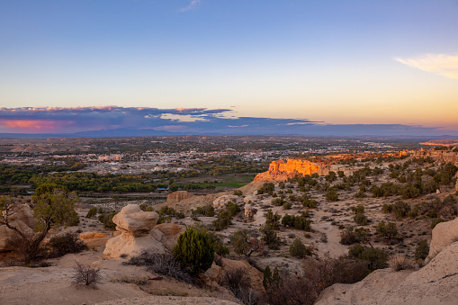 City of Farmington, New Mexico at sunset