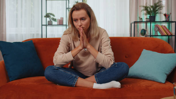 istock Young woman at home suffers from unfair situation problem, break up, depressed, feeling bad, burnout 1430782654