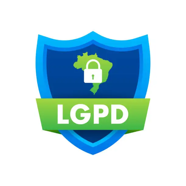 Vector illustration of LGPD, Brazilian Data Protection Authority DPA. Lei Geral de Prote o de Dados. Vector stock illustration.