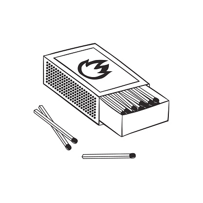 Matches Simple Drawing Safety Matches Hand Drawn Doodle Vector Illustration Isolated On White ...