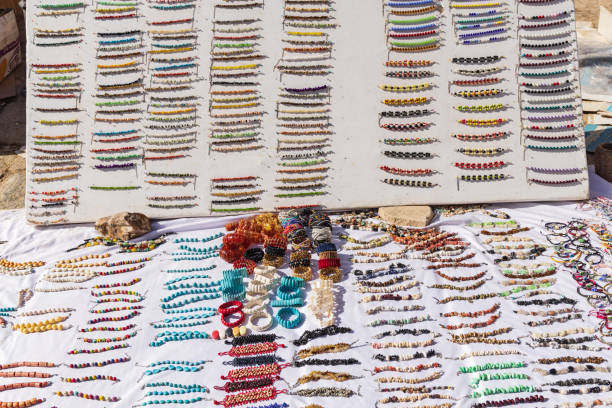 Luxor, Egypt. Beaded bracelets in a market in Luxor.
