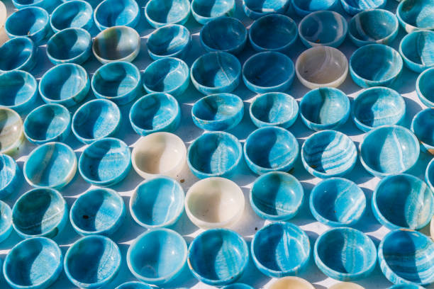 istock Blue alabaster stone bowls at a market in Luxor. 1430787433