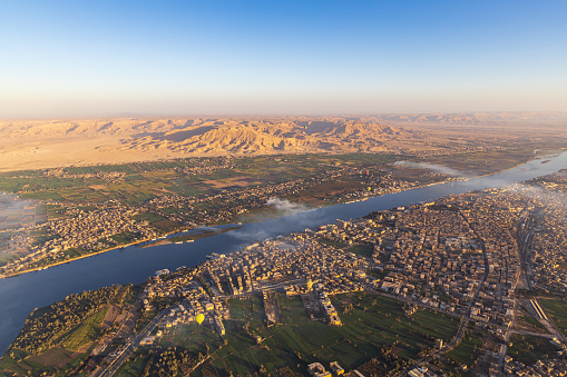 Luxor, Egypt. View from a hot air balloon in Luxor.