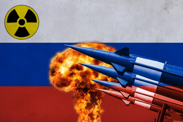 Floating rockets against the background of the Russian flag Floating rockets against the background of the Russian flag weapons of mass destruction stock pictures, royalty-free photos & images