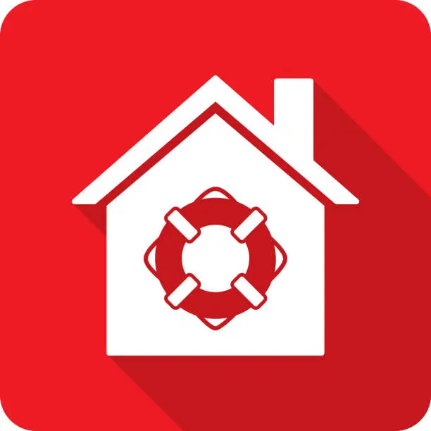 Vector illustration of House Lifesaver Icon Silhouette