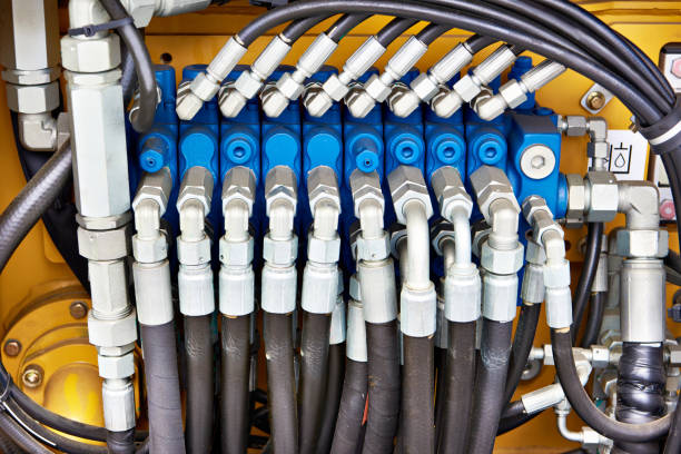 istock Hoses of hydraulic machine 1430797695