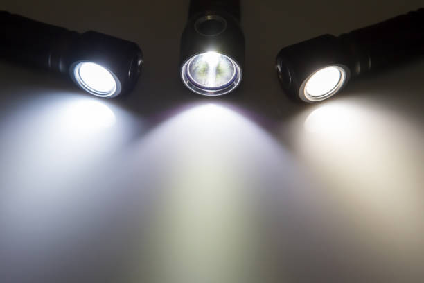 istock included light beams of different flashlights on a dark background. comparison of light temperature. camping and household item. 1430798995