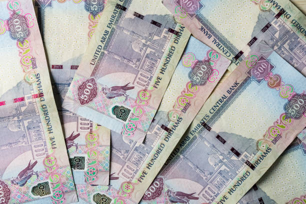 istock Closeup of UAE 500 dirhams currency notes, paper money 1430802983