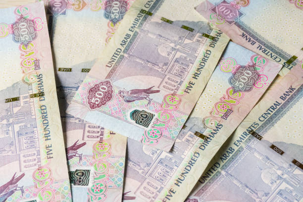 istock Closeup of UAE 500 dirhams currency notes, paper money 1430803050