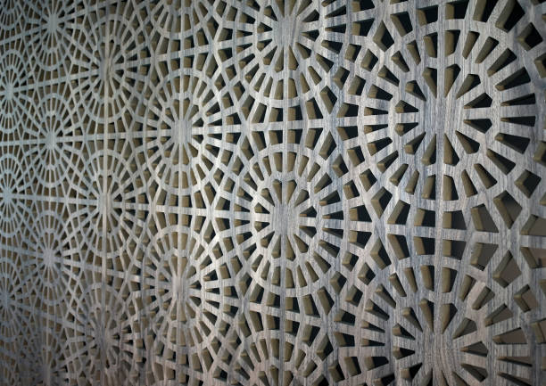 istock arabic pattern in a moque, window cover and seperator during religious service 1430809432