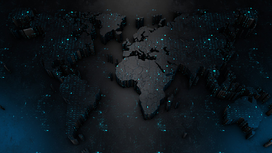 earth map, world map inside digital environment