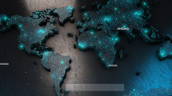 earth map, world map inside digital environment