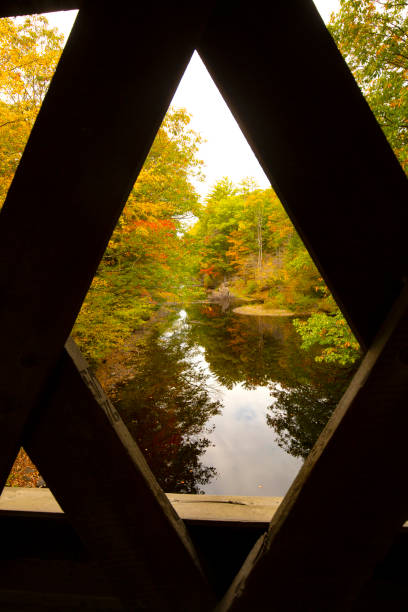 istock Inside Keniston Covered Bridge in New Hampshire, with fall colors. 1430824296