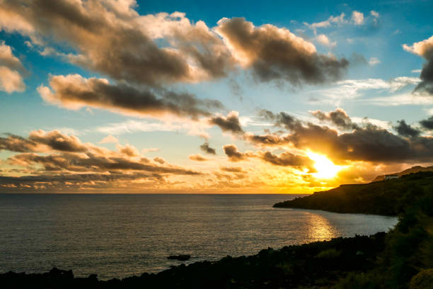 Beautiful sunset on Graciosa island, Azores