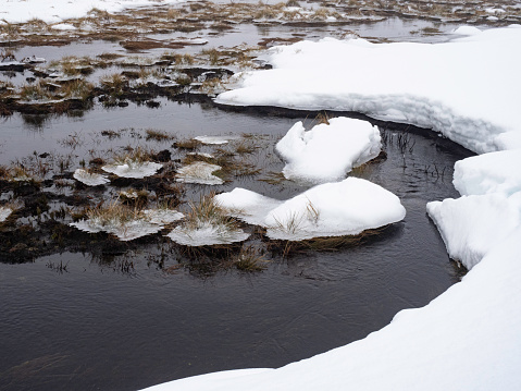 Snowy landscape with water at Mount Buffalo