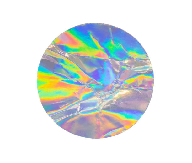 istock Blank round adhesive holographic foil sticker label isolated on white background 1430845378