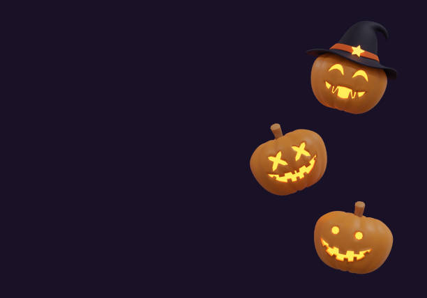 istock 3d rendering Halloween banner background with pumpkin ghost candle 1430849631