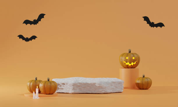 istock 3d rendering Halloween background with podium for product display 1430849683