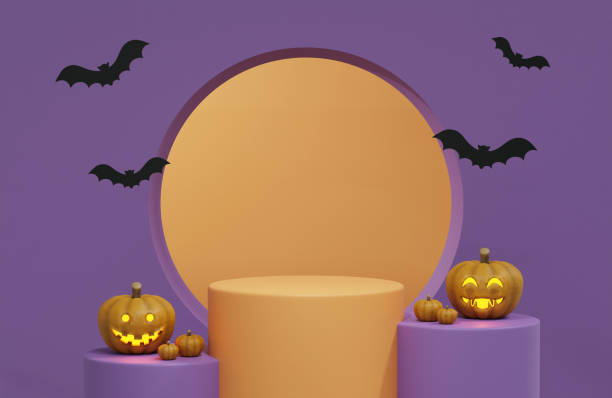 istock 3d rendering Halloween background with podium for product display 1430849693