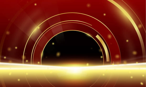 istock Abstract luxury copy space background with blurry lighting in red color theme. premium wallpaper with gold for banner poster and certificate 1430866083