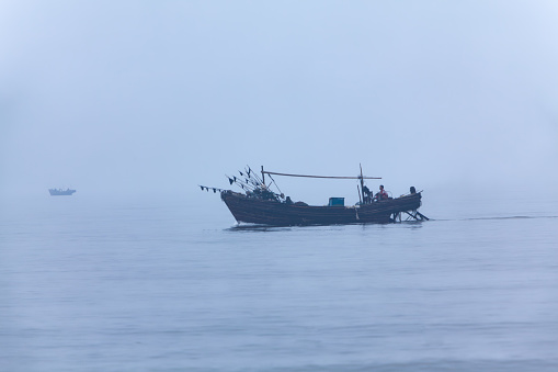 fishing boat in the morning