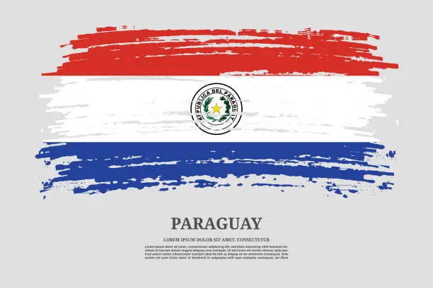 Vector illustration of Paraguay flag with brush stroke effect and information text poster, vector