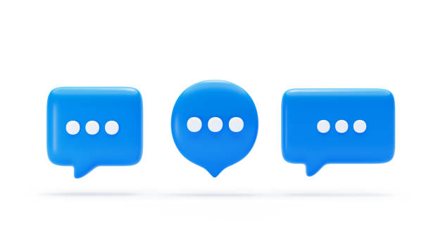istock Set of Chat message Blue Speech bubble icon with bell notification alert notice reminder symbol conversation button icon or symbol background 3D illustration 1430876357