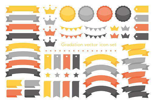 Ribbon etc. Decorative icon set Vector illustration