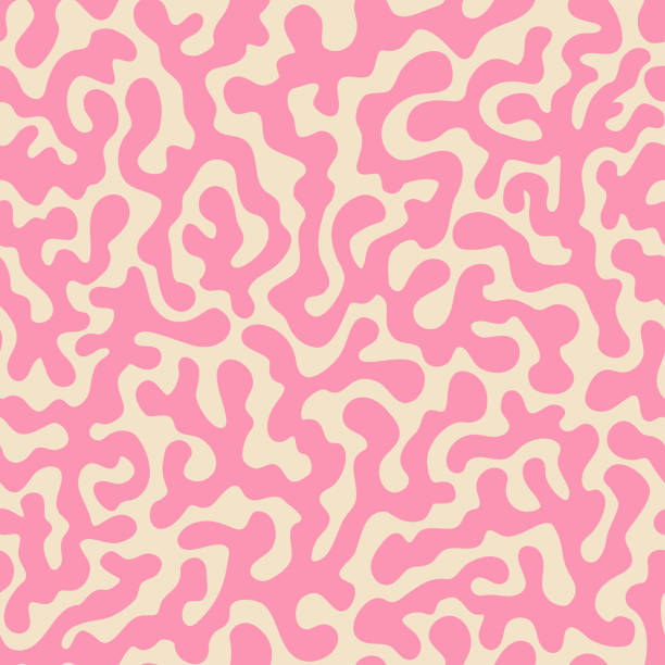 Trippy seamless pattern with organic shape labyrinth in Y2k style.1970s psychedelic groovy background. Abstract brain squiggles. Trippy seamless pattern with organic shape labyrinth in Y2k style.1970s psychedelic groovy background. Abstract brain squiggles. Vector design for textile, wrapping paper, wallpaper. organic swirl pattern stock illustrations