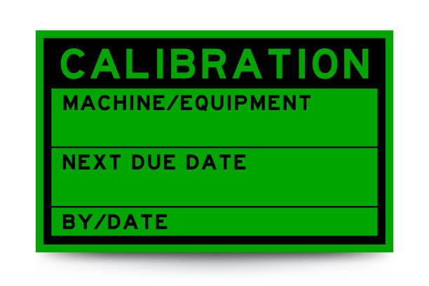 quadratisches grünes farbetikettenbanner mit überschrift in wortkalibrierung und details auf weißem hintergrund für den industriellen gebrauch - configure stock-grafiken, -clipart, -cartoons und -symbole