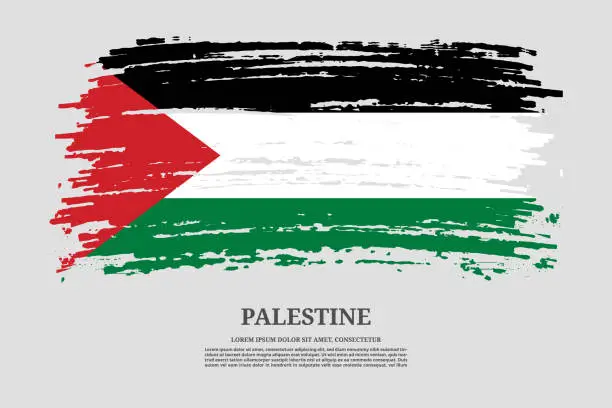 Vector illustration of Palestine flag with brush stroke effect and information text poster, vector