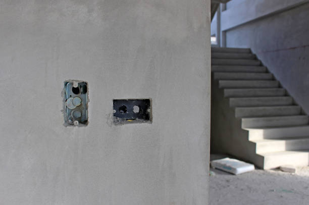 istock Holes for electrical points in a new build house 1430879444